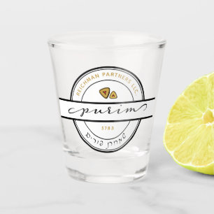 GLÜCKLICHES PURIM Script Purim Shot Glas mit Gold