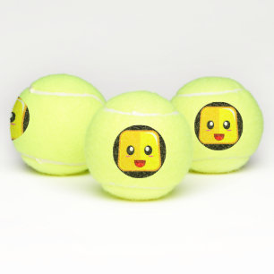 Glückliches Quadrat-Emoji-Gesicht Viel Spaß beim S Tennisbälle