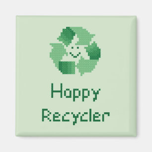 Glückliches Recycler-Kreuz-Stich-Muster Magnet