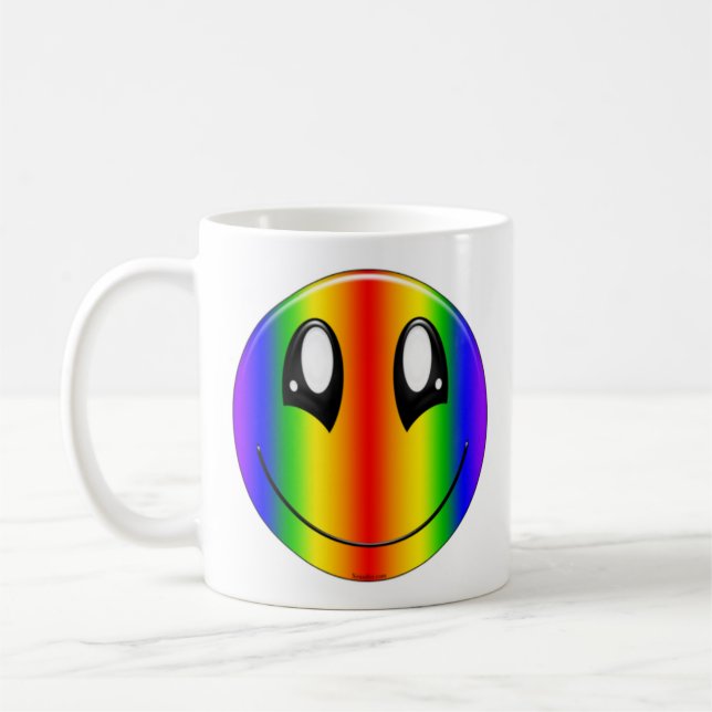 Glückliches Regenbogen-Gesicht Kaffeetasse (Links)
