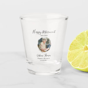 Glückliches Rentenjahr Name Kreis Foto pensioniert Schnapsglas