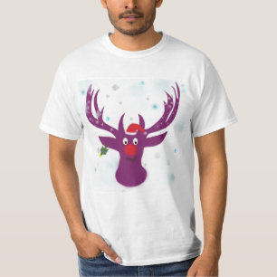 Glückliches Rentier-Feiertags-Value-T-Shirt, Weiß T-Shirt