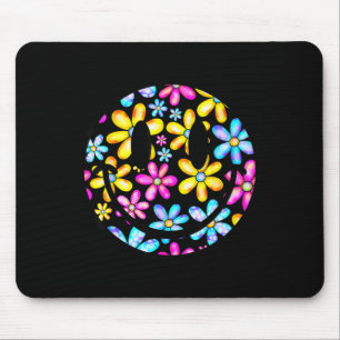 Glückliches Retro-Gänseblümchen-Lächelgesicht Bunt Mousepad