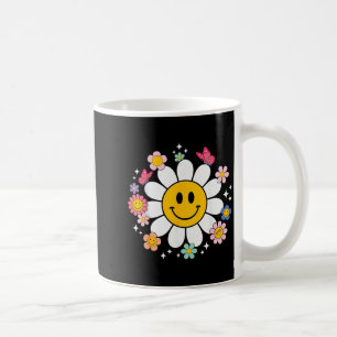 Glückliches Retro-Gänseblümchen-Lächelgesicht Prep Kaffeetasse