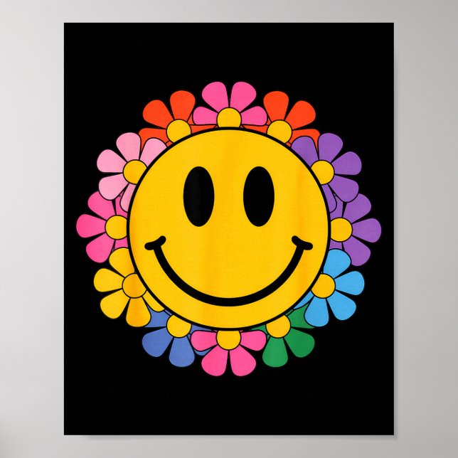 Glückliches Retro-Gänseblümchen-Lächelgesicht Prep Poster (Vorne)