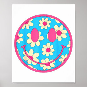 Glückliches Retro-Gänseblümchen-Lächelgesicht Prep Poster