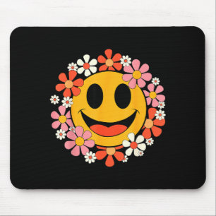 Glückliches Retro-Gänseblümchen-Lächeln-Gesicht Pr Mousepad