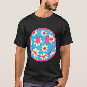 Glückliches Retro-Gänseblümchen-Lächeln-Gesicht Pr T-Shirt