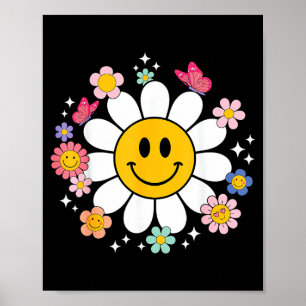 Glückliches Retro-Gänseblümchen-Lächeln-Gesicht-Vo Poster