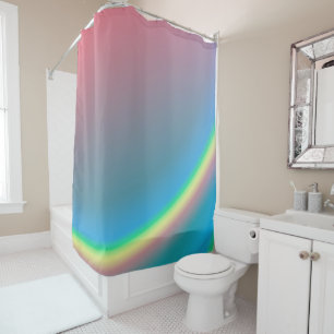 Glückliches Rosa Blau und Regenbogen Duschvorhang