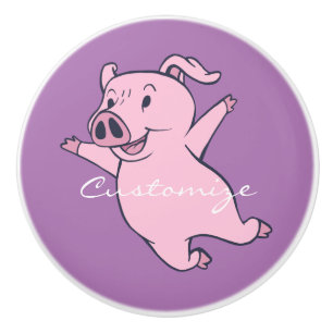 Glückliches rosa Schwein, das Thunder_Cove spring Keramikknauf
