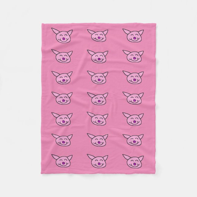Glückliches Rosa Schwein Fleecedecke (Vorderseite)