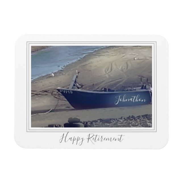 Glückliches Ruhestandsschiff am Strand Magnet (Horizontal)