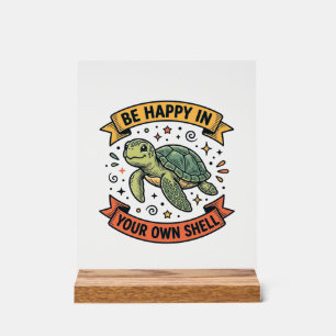 Glückliches Schildkröten-Zitat Vintage-Stichdesign Acrylschild