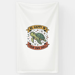 Glückliches Schildkröten-Zitat Vintage-Stichdesign Banner