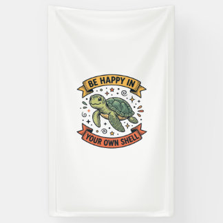 Glückliches Schildkröten-Zitat Vintage-Stichdesign Banner