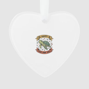 Glückliches Schildkröten-Zitat Vintage-Stichdesign Ornament