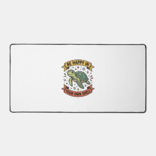 Glückliches Schildkröten-Zitat Vintage-Stichdesign Schreibtischunterlage