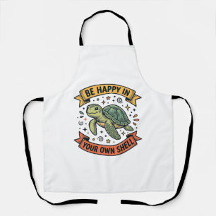 Glückliches Schildkröten-Zitat Vintage-Stichdesign Schürze