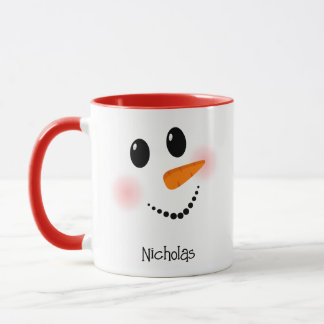Glückliches Schneemann-Gesicht Rot Benutzerdefinie Tasse