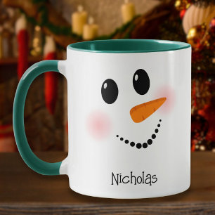 Glückliches Schneemann-Gesicht Rot Benutzerdefinie Tasse
