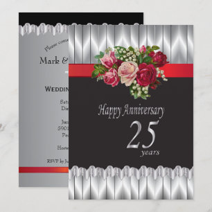 Glückliches silbernes Hochzeitjubiläum zum 25. Einladung