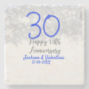 Glückliches silbernes Hochzeitstag-Jubiläum 30 Jah Steinuntersetzer