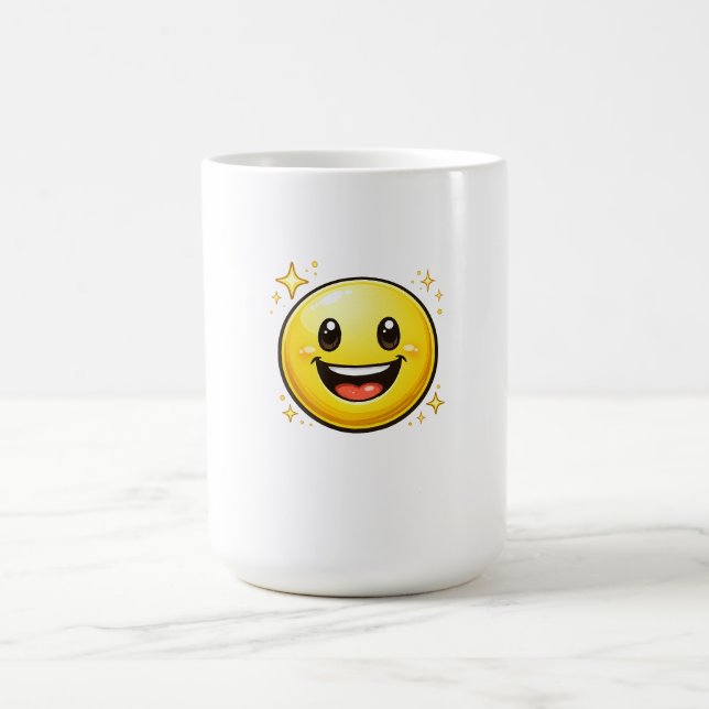 Glückliches Smiley-Gesicht mit Funkeln Kaffeetasse (Mittel)