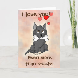 Glückliches Snack Cairn Terrier Hund Valentinstag Feiertagskarte