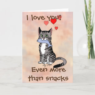 Glückliches Snack Tabby Katze Valentinstag Karte