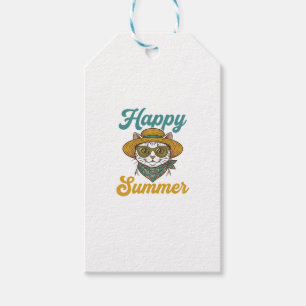 Glückliches Sommerkatze Vintage Gravur Shirt Desig Geschenkanhänger