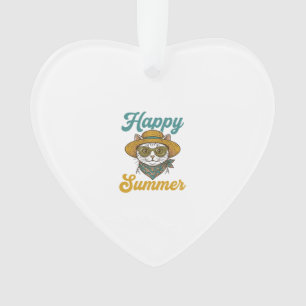 Glückliches Sommerkatze Vintage Gravur Shirt Desig Ornament