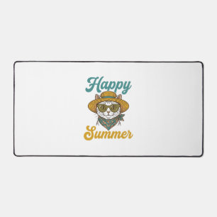 Glückliches Sommerkatze Vintage Gravur Shirt Desig Schreibtischunterlage