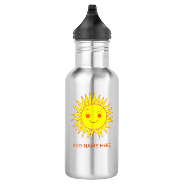 Glückliches Sonnengesicht Zeichnung Edelstahlflasche (Rechts)