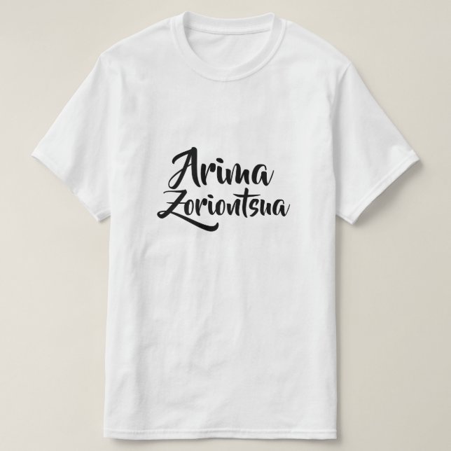 Glückliches Soul im Baskischen, Arima zoriontsua T-Shirt (Design vorne)