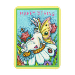 GLÜCKLICHES SPRING FLUTTERBUN RABBIT, FUNNY BUNNY MAGNET