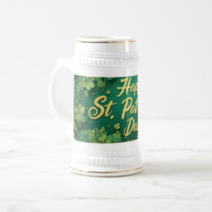 Glückliches St. Patrick’s Day Kleeblatt-Design Bierglas