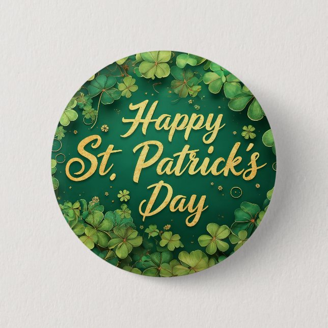 Glückliches St. Patrick’s Day Kleeblatt-Design Button (Vorderseite)