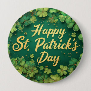 Glückliches St. Patrick’s Day Kleeblatt-Design Button