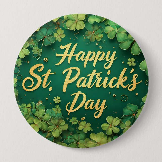 Glückliches St. Patrick’s Day Kleeblatt-Design Button (Vorderseite)