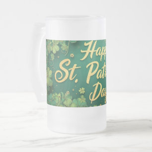 Glückliches St. Patrick’s Day Kleeblatt-Design Mattglas Bierglas