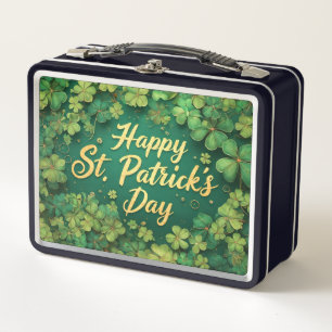 Glückliches St. Patrick’s Day Kleeblatt-Design Metall Brotdose