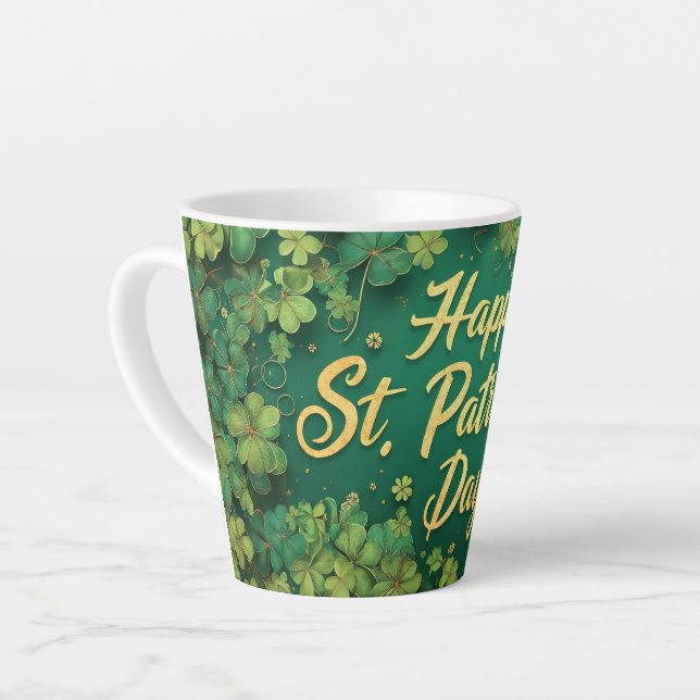 Glückliches St. Patrick’s Day Kleeblatt-Design Milchtasse (Linke Ecke)