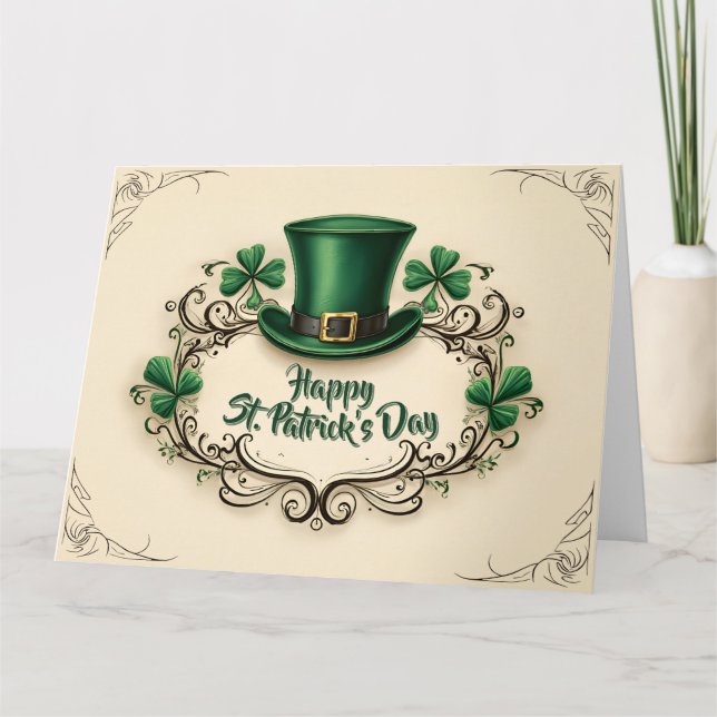 Glückliches St. Patrick’s Day Shamrock-Design Karte (Vorderseite)