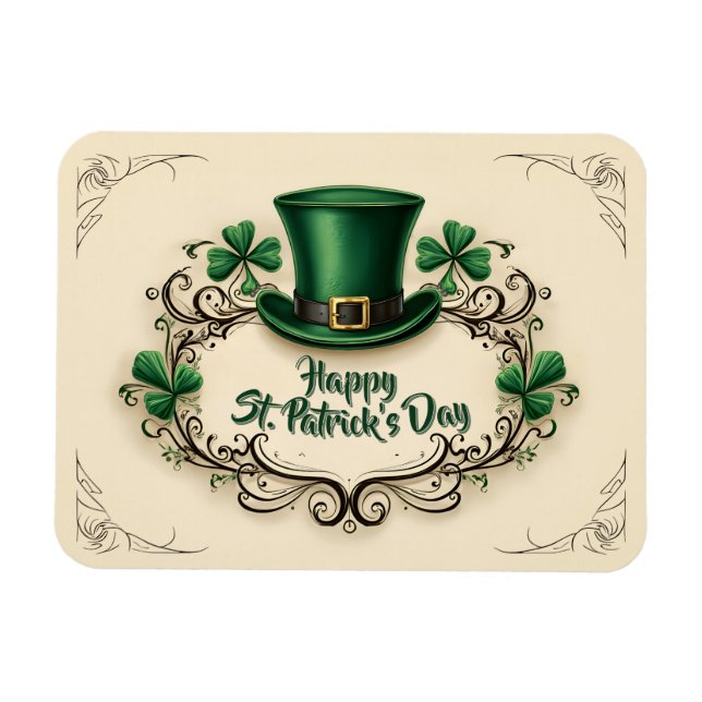 Glückliches St. Patrick’s Day Shamrock-Design Magnet (Horizontal)