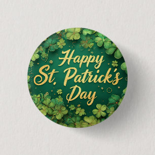 Glückliches St. Patrick's Day Kleeblatt-Design Button