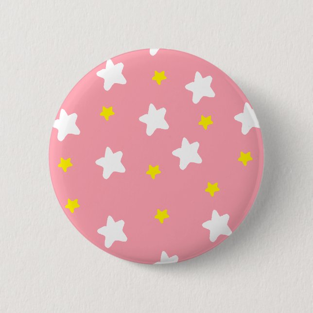 Glückliches Stern-Rosa Button (Vorderseite)