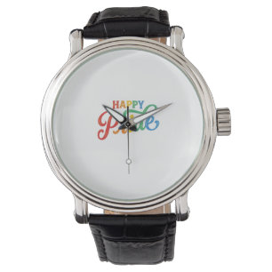 Glückliches Stolz Vintage Regenbogen-Typografie-Sh Armbanduhr