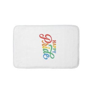 Glückliches Stolz Vintage Regenbogen-Typografie-Sh Badematte