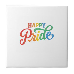 Glückliches Stolz Vintage Regenbogen-Typografie-Sh Fliese